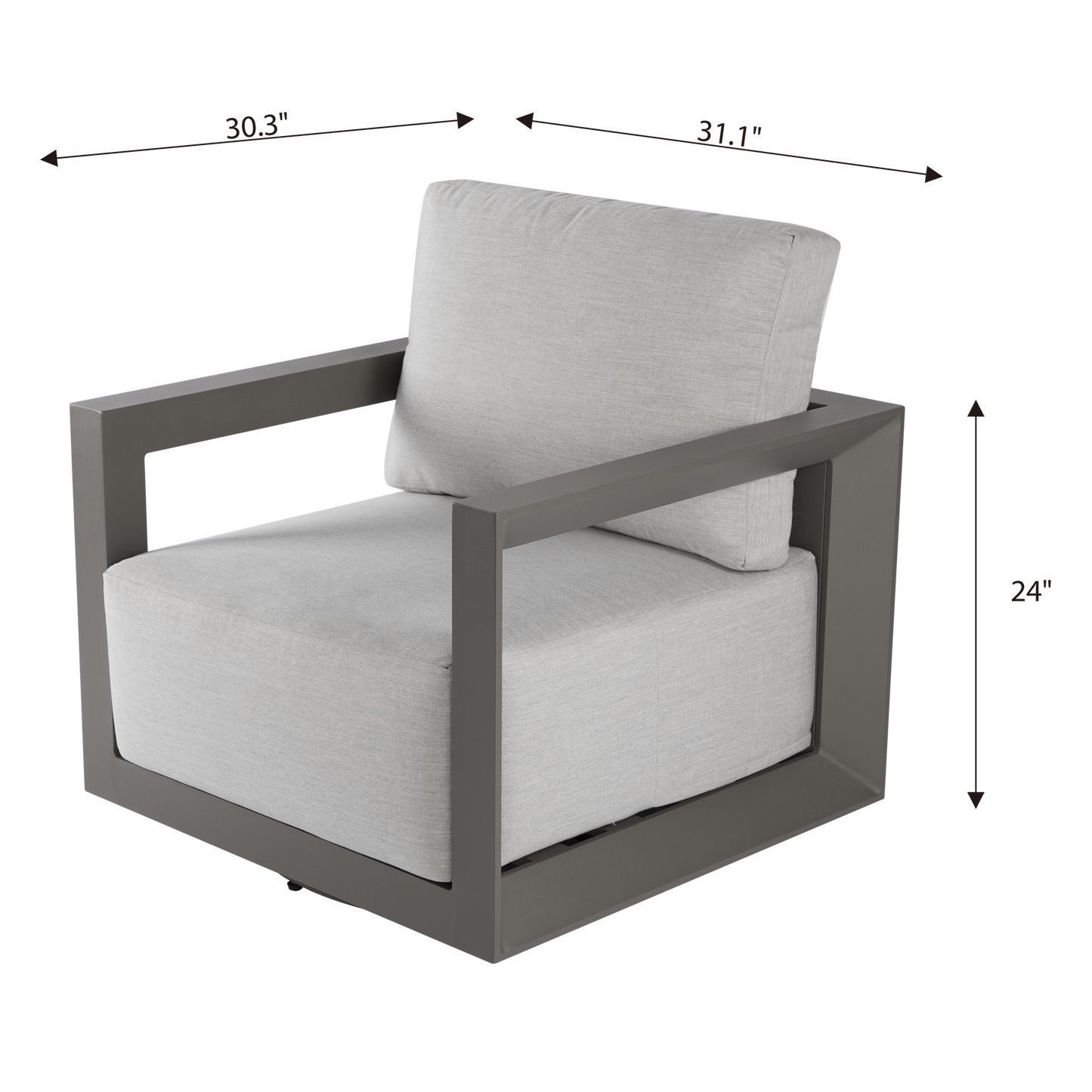 Elementi Newport Aluminum Swivel Chair with Sunbrella Cushions