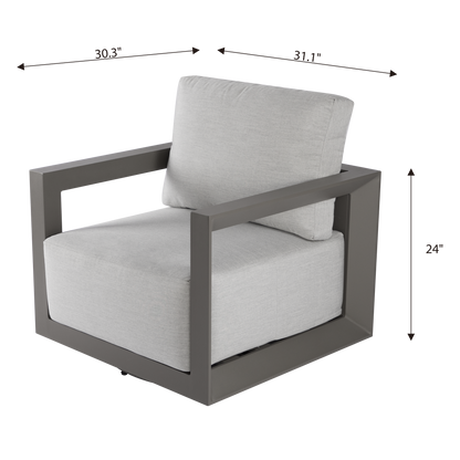 Elementi Newport Aluminum Swivel Chair with Sunbrella Cushions