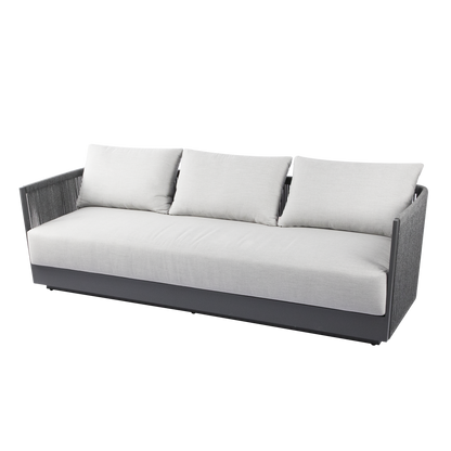 Elementi Capri 3 Person Aluminum Sofa with Sunbrella Cushions