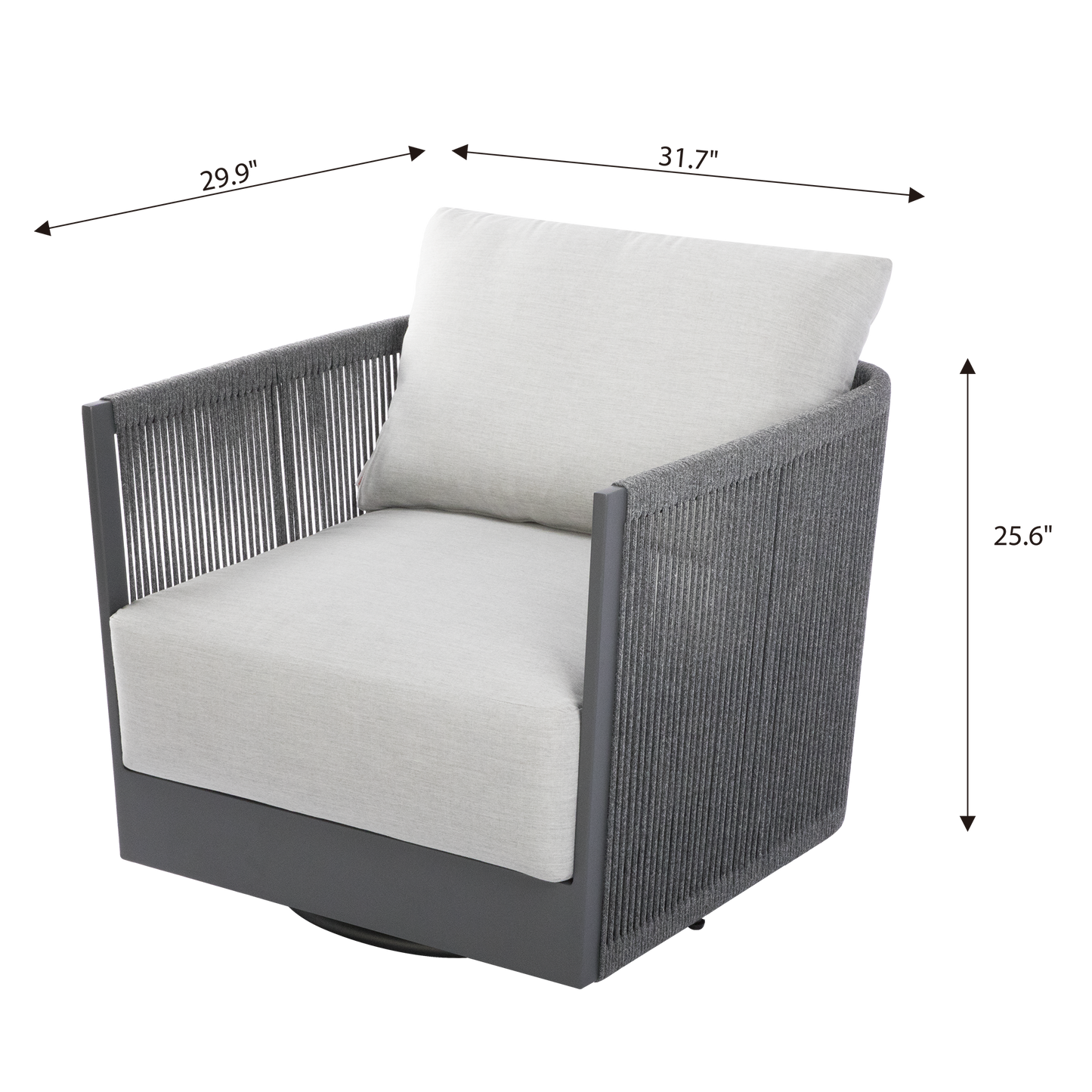 Elementi Capri Aluminum Swivel Chair with Sunbrella Cushions