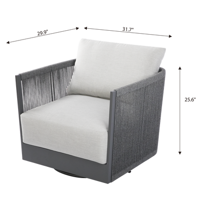 Elementi Capri Aluminum Swivel Chair with Sunbrella Cushions