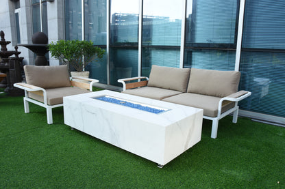 ELEMENTI PLUS CARRARA 60" Marble Porcelain Fire Table