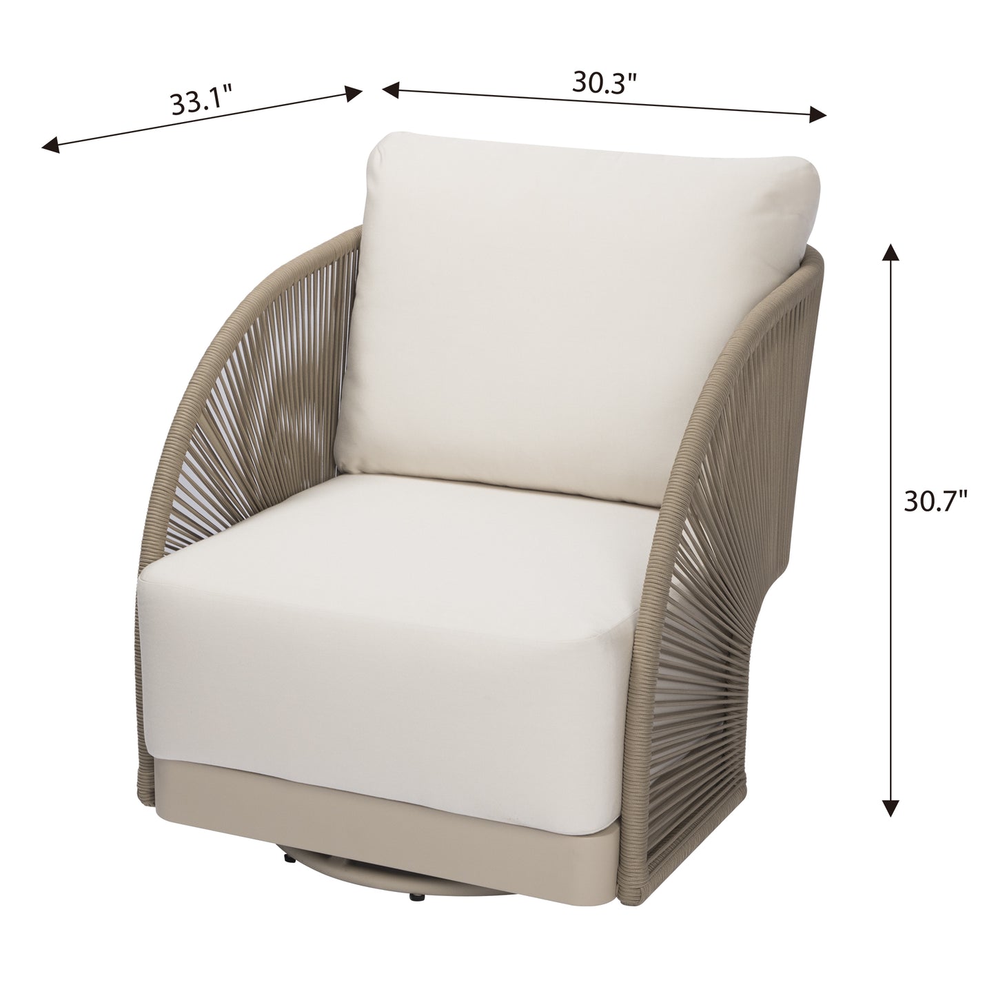 Elementi Malibu Aluminum Swivel Club Chair with Sunbrella Cushions