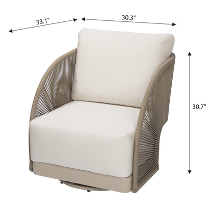 Elementi Malibu Aluminum Swivel Club Chair with Sunbrella Cushions