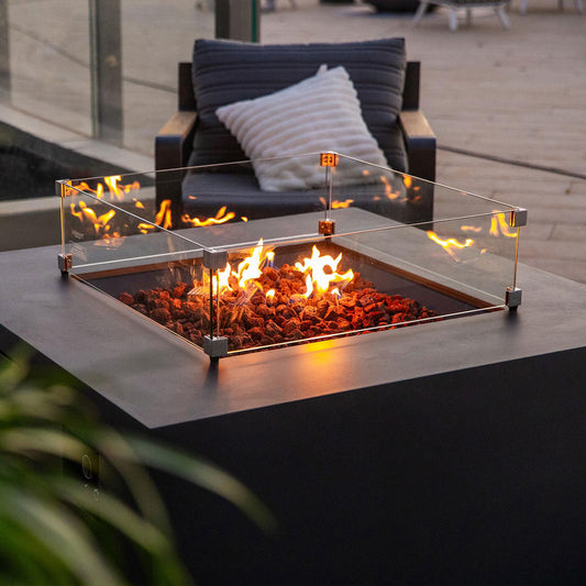 Elementi Rocky 43-in Square Concrete Propane Fire Pit