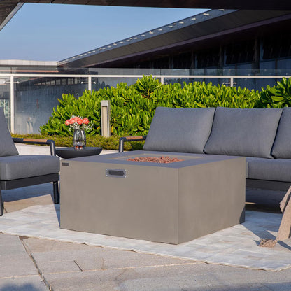 Elementi Rocky 43-in Square Concrete Propane Fire Pit (OFG310)