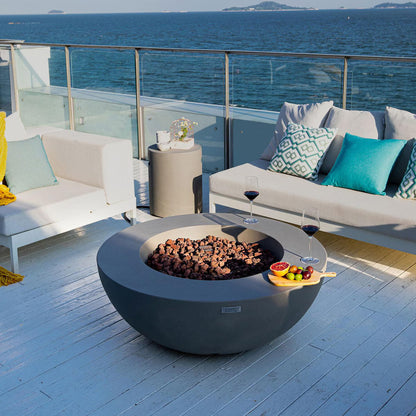 Elementi Lunar 42-in Round GFRC Propane Fire Pit in Light Gray