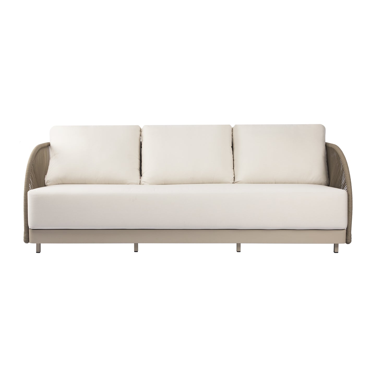 Elementi Malibu 3 Person Aluminum Sofa with Sunbrella Cushions