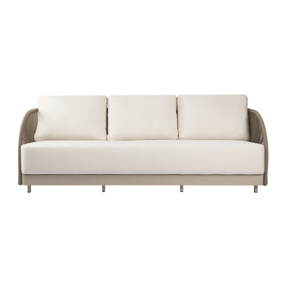 Elementi Malibu 3 Person Aluminum Sofa with Sunbrella Cushions