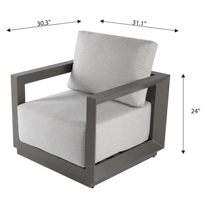 Elementi Newport Aluminum Lounge Chair with Sunbrella Cushions