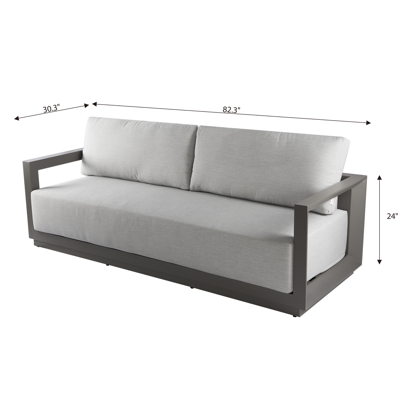 Elementi Newport 3 Person Aluminum Sofa w/Sunbrella Cushions