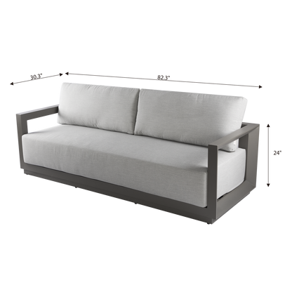 Elementi Newport 3 Person Aluminum Sofa w/Sunbrella Cushions