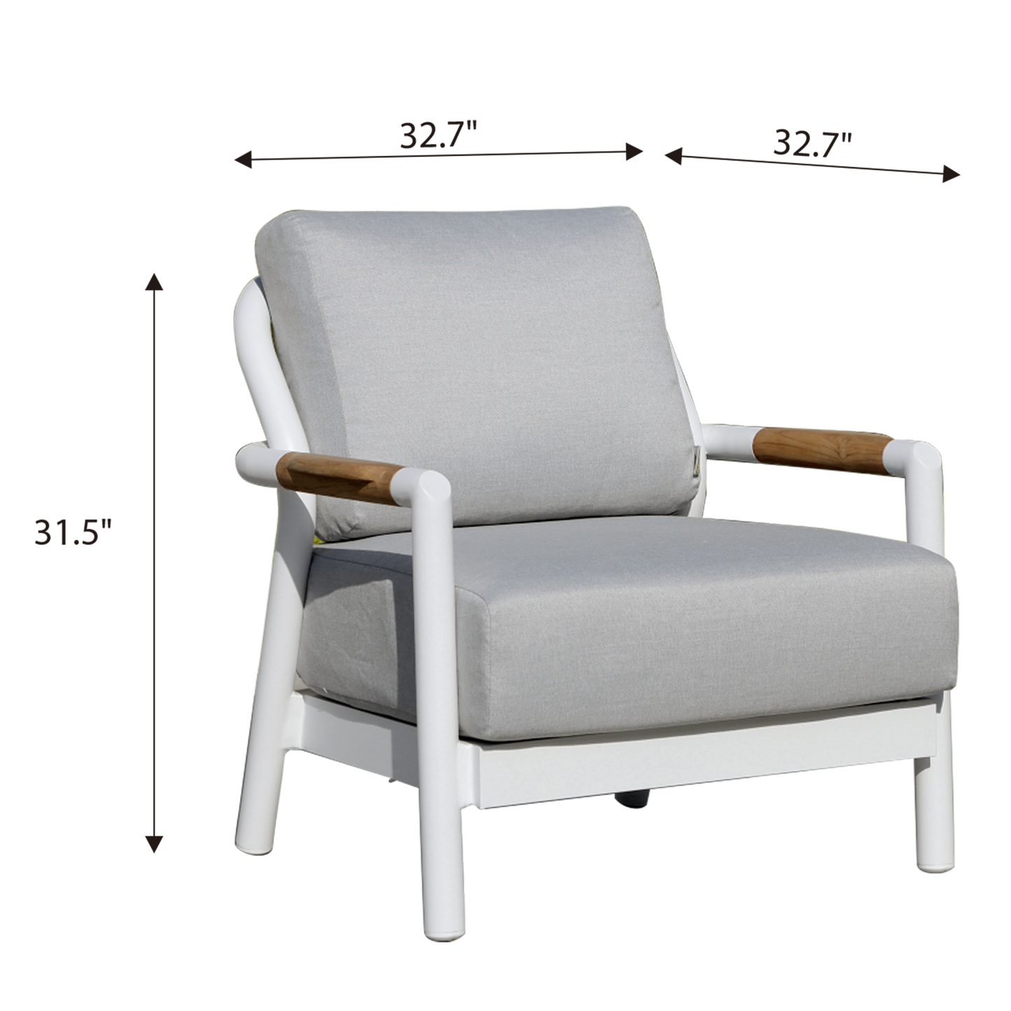 Elementi Santorini Aluminum Lounge Chair with Sunbrella Cushions