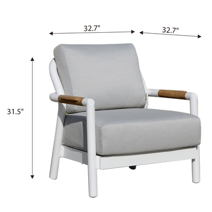 Elementi Santorini Aluminum Lounge Chair with Sunbrella Cushions