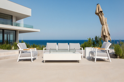 Elementi Santorini Aluminum Lounge Chair with Sunbrella Cushions