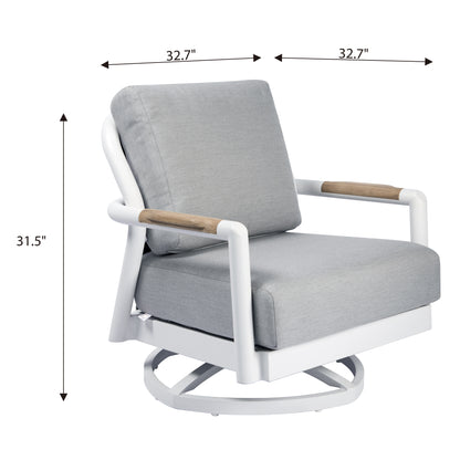 Elementi Santorini Aluminum Swivel Club Chair with Sunbrella Cushions