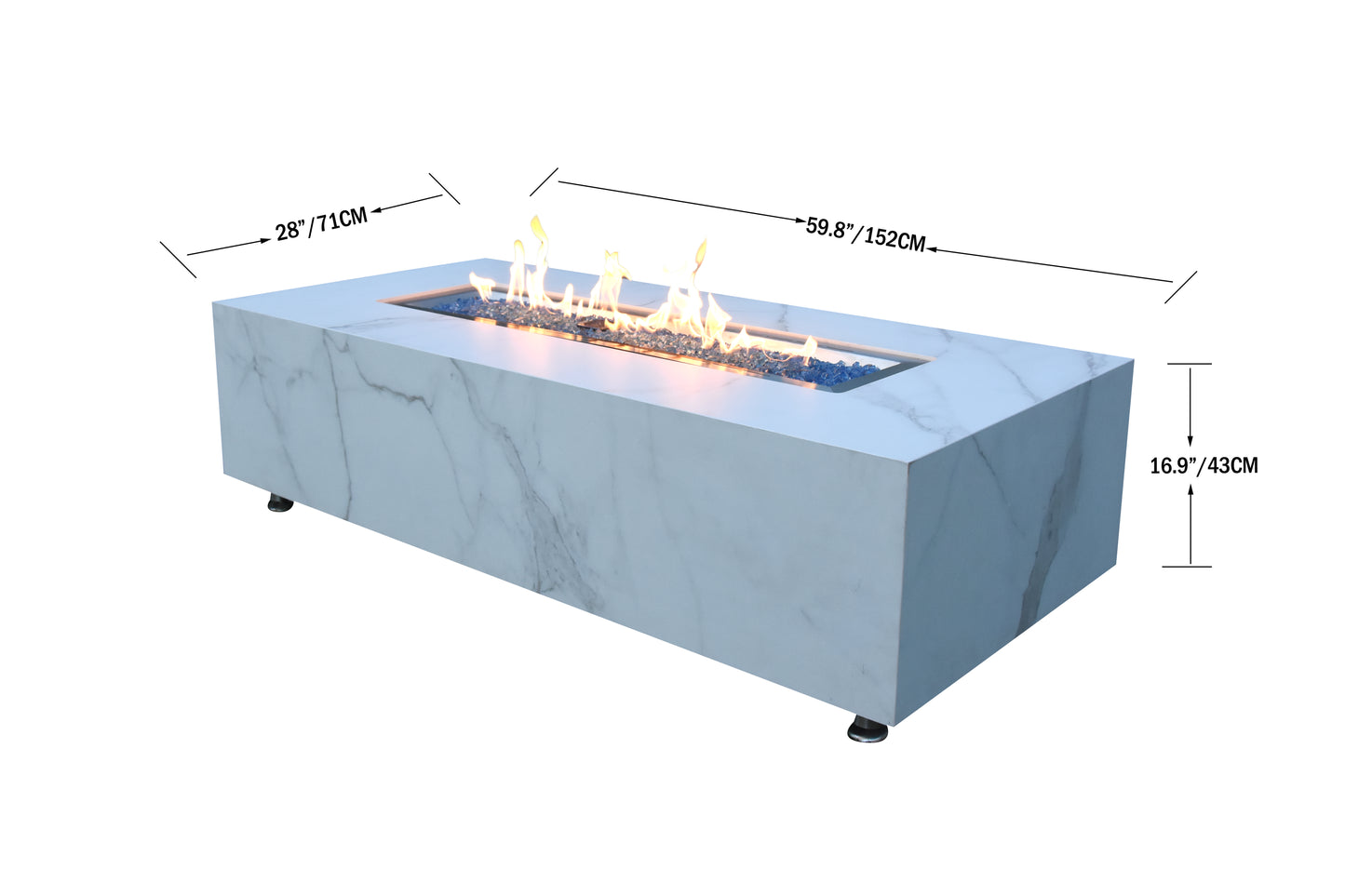 ELEMENTI PLUS CARRARA 60" Marble Porcelain Fire Table