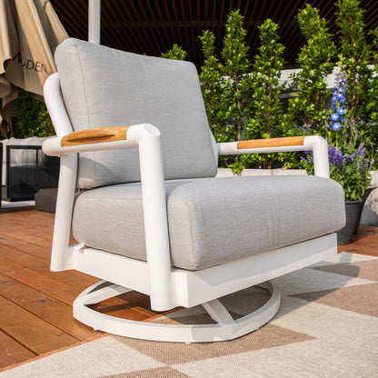Elementi Santorini Aluminum Swivel Club Chair with Sunbrella Cushions