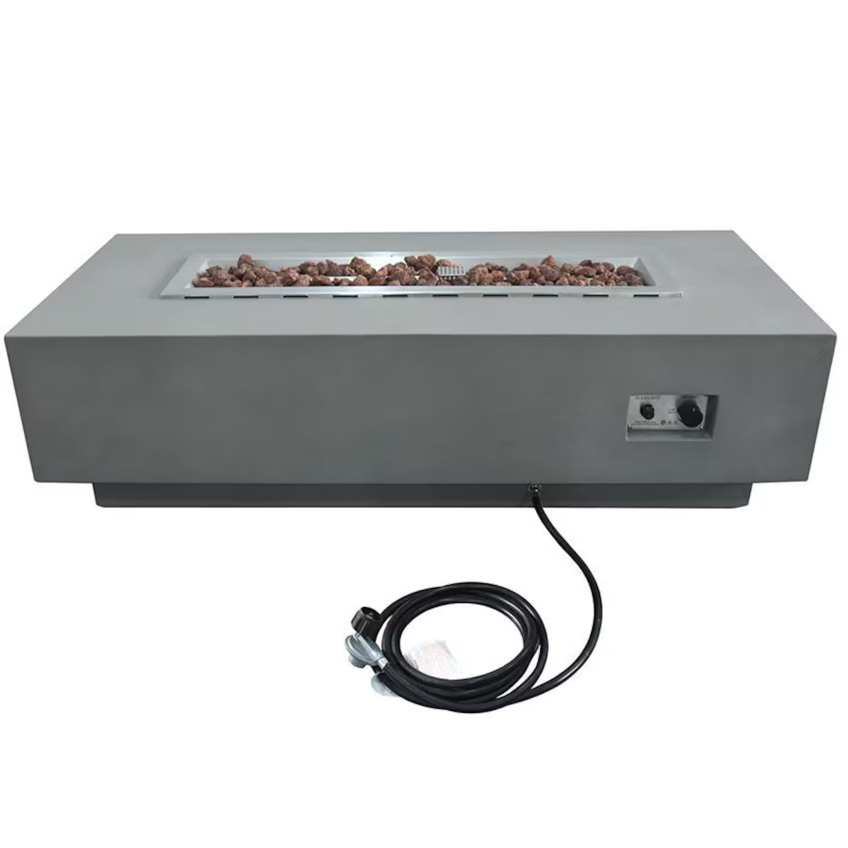 Elementi Granville 60-in Rectangular Concrete Natural Gas Fire Pit in Light Gray