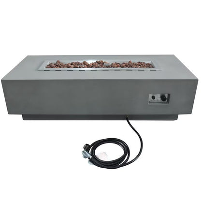 Elementi Granville 60-in Rectangular Concrete Natural Gas Fire Pit in Light Gray