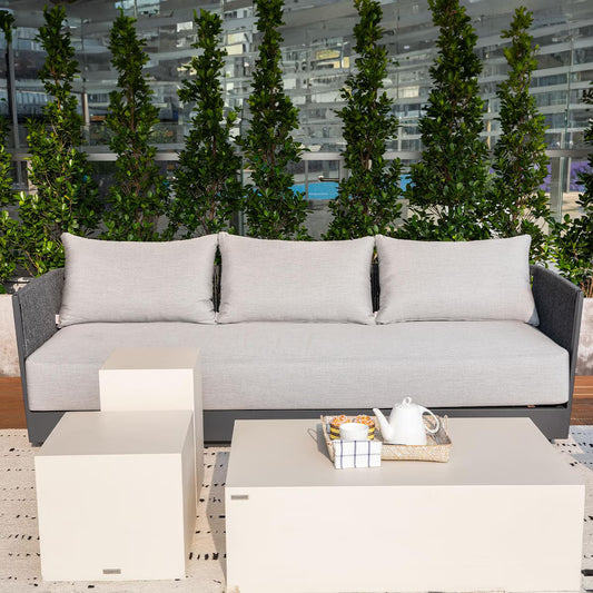 Elementi Capri 3 Person Aluminum Sofa with Sunbrella Cushions