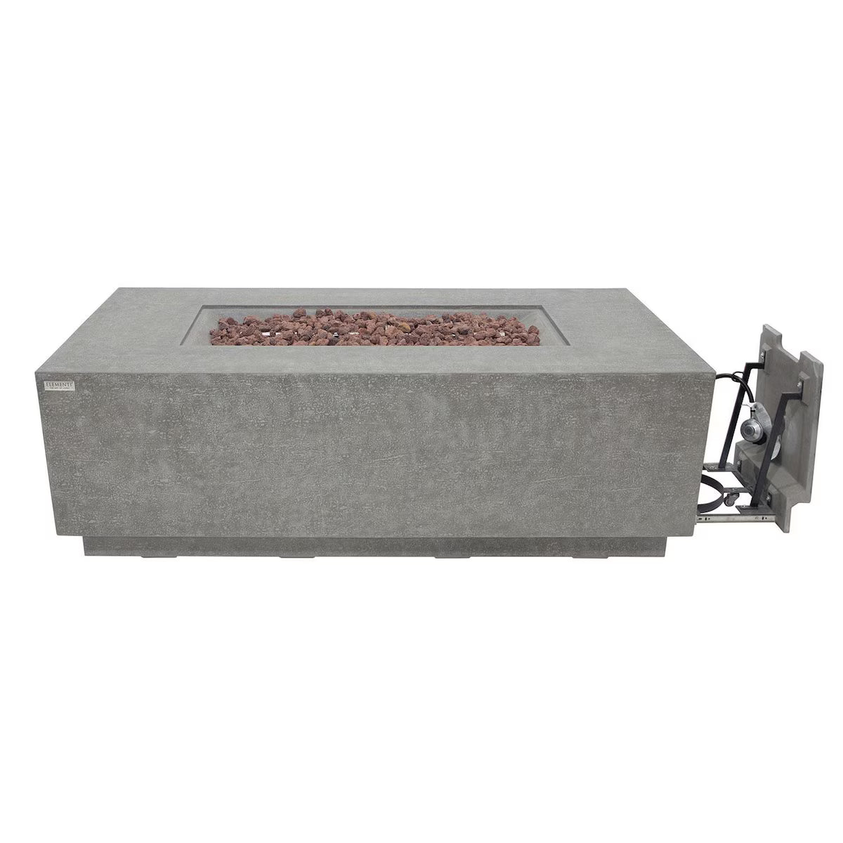 Elementi Andes 66-in Rectangular Concrete Propane Fire Pit in Light Gray