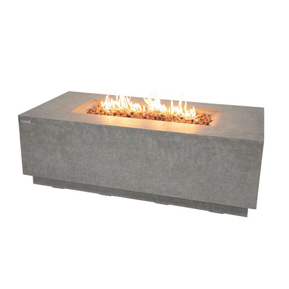 Elementi Andes 66-in Rectangular Concrete Propane Fire Pit in Light Gray