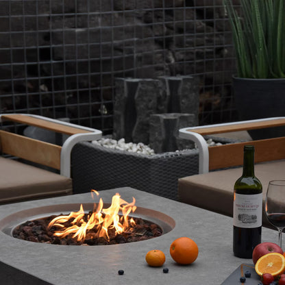 Elementi Gray Metropolis 56 inch Rectangular Concrete Natural Gas Fire Pit Table