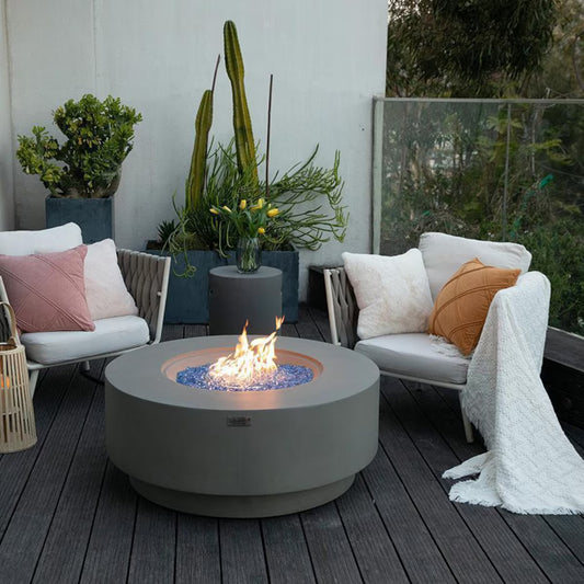 Elementi Colosseo 41 inch Round Light Gray Concrete Natural Gas Fire Pit