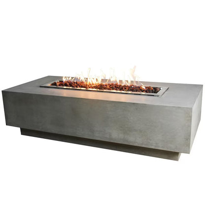 Elementi Granville 60-in Rectangular Concrete Natural Gas Fire Pit in Light Gray