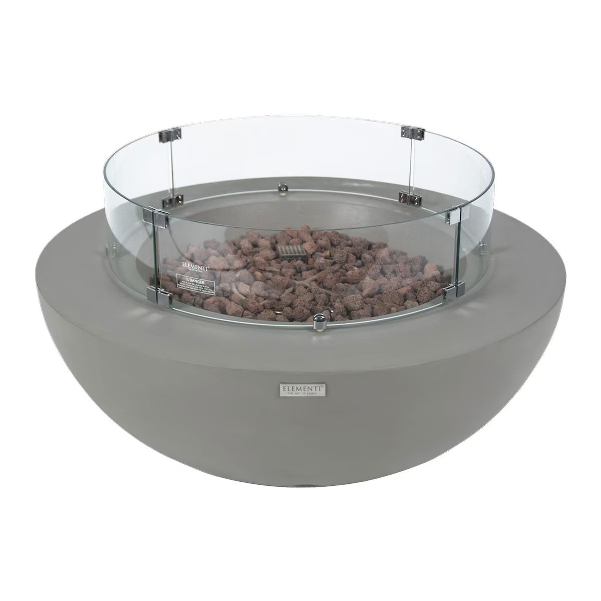 Elementi Lunar 42-in Round GFRC Propane Fire Pit in Light Gray