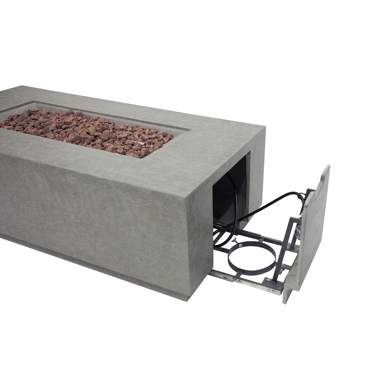 Elementi Andes 66-in Rectangular Concrete Propane Fire Pit in Light Gray