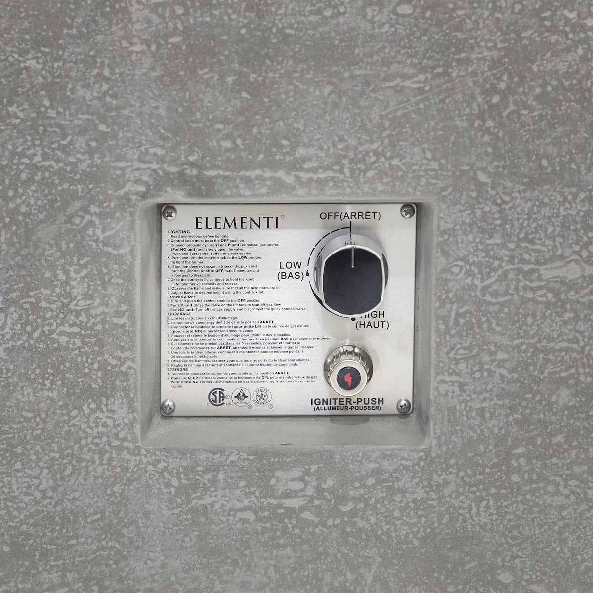 Elementi Andes 66-in Rectangular Concrete Propane Fire Pit in Light Gray