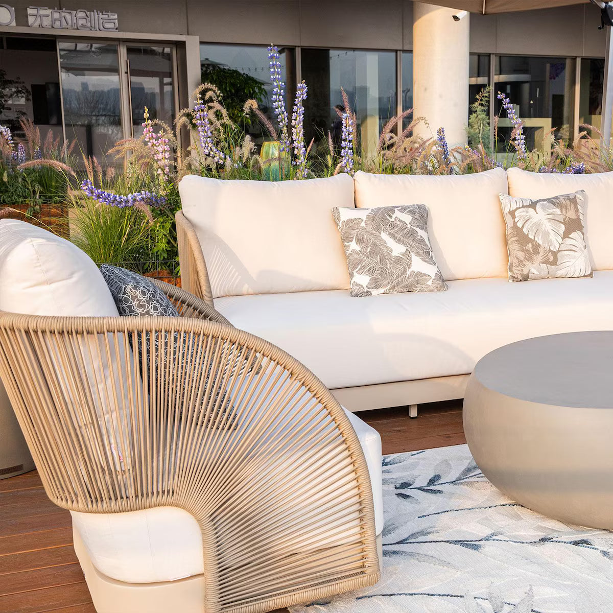 Elementi Malibu Aluminum Swivel Club Chair with Sunbrella Cushions