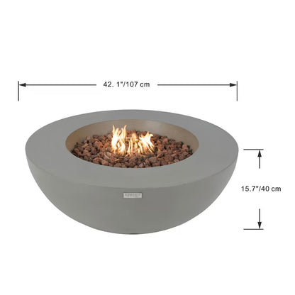 Elementi Lunar 42-in Round GFRC Propane Fire Pit in Light Gray