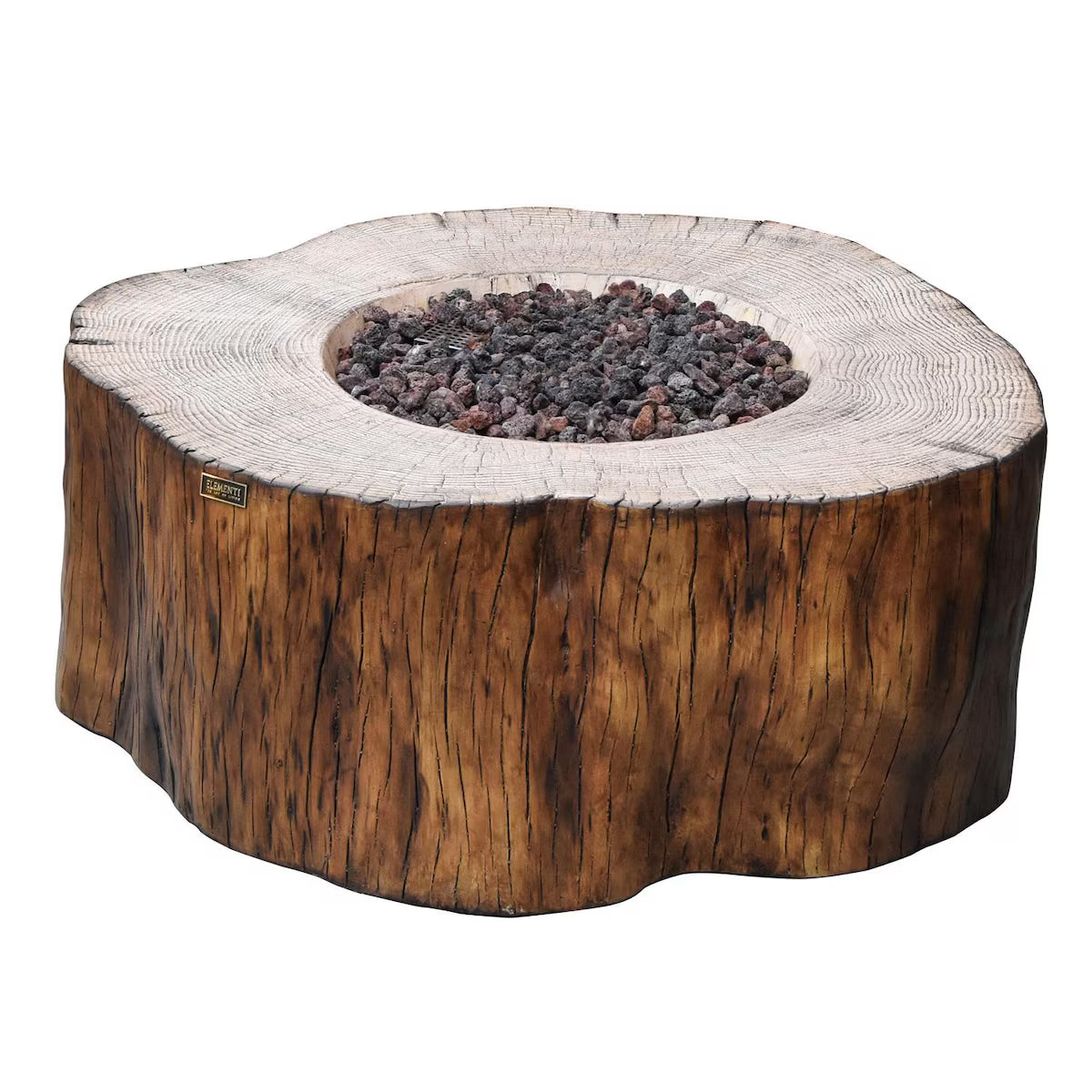 Elementi Manchester 42-in Round GFRC Natural Gas Fire Pit in Redwood