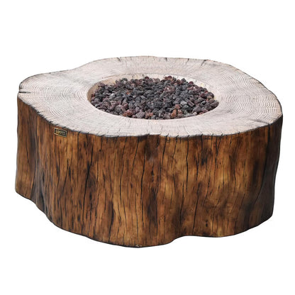 Elementi Manchester 42-in Round GFRC Natural Gas Fire Pit in Redwood