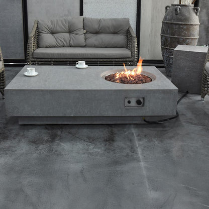 Elementi Gray Metropolis 56 inch Rectangular Concrete Natural Gas Fire Pit Table