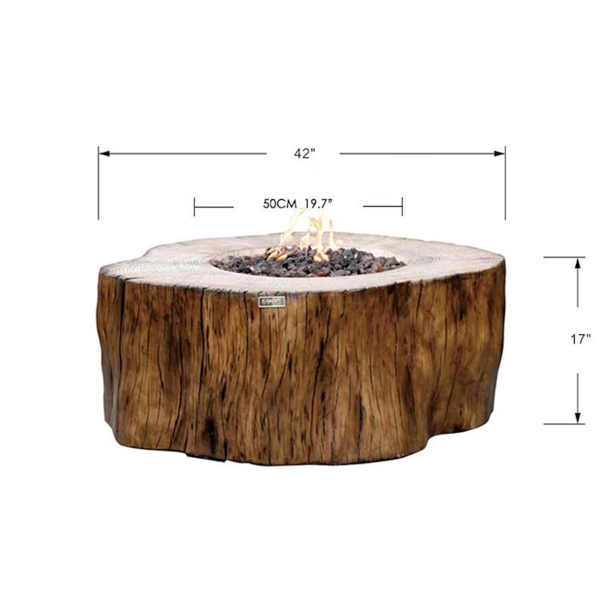 Elementi Manchester 42-in Round GFRC Natural Gas Fire Pit in Redwood