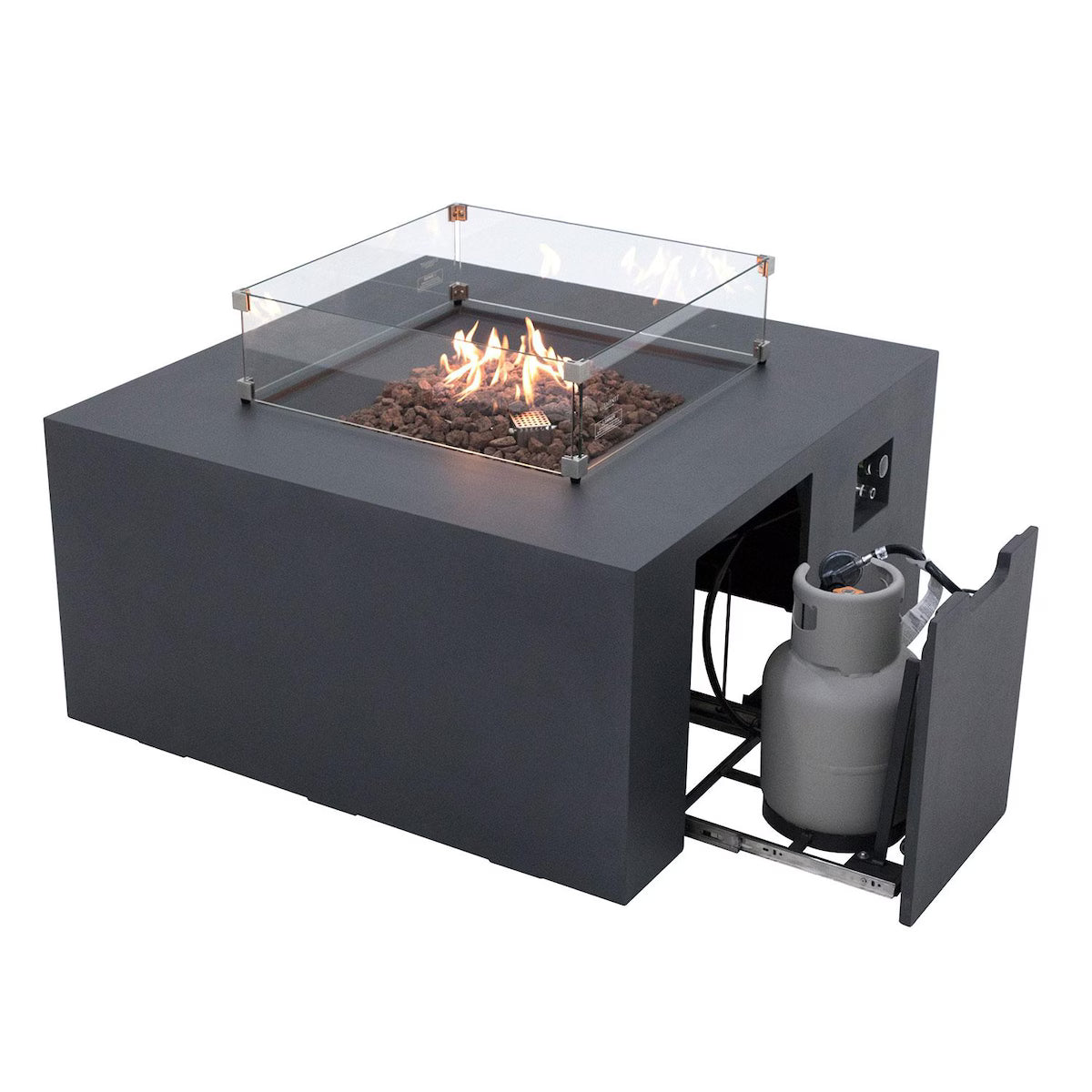 Elementi Rocky 43-in Square Concrete Propane Fire Pit (OFG310)